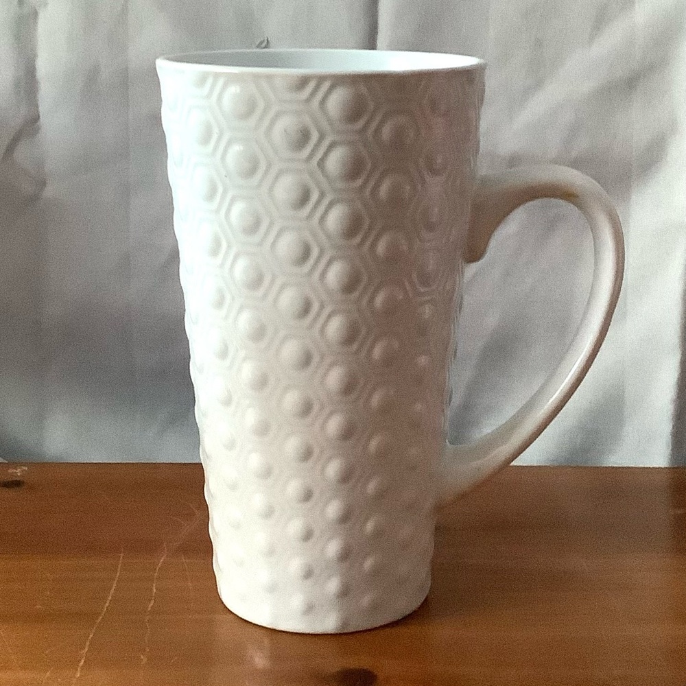 6” Tall Ivory Pebbled Raised Dot Mug
